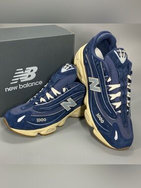 New Balance 1000 M1000LAN Blue Grey Suede Sneakers Mens 11 Womens 12.5